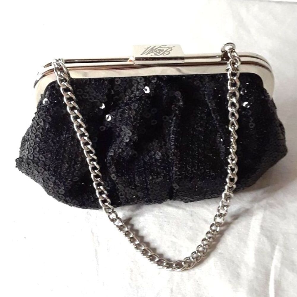 Zara W&B Collection Coin/Lipstick Mini Purse Sequin Snap Closure